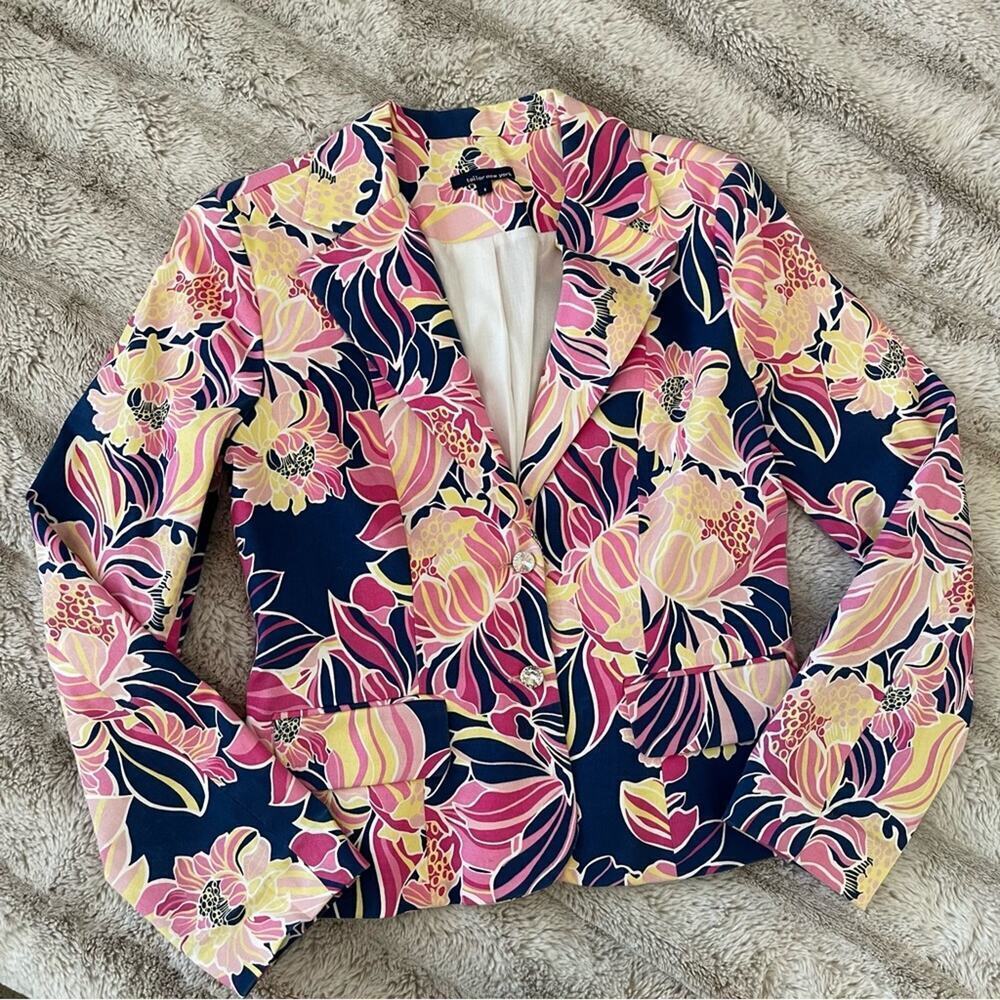 Tailor New York Floralβ Peony Pink & Navy Blazer - Picture 2 of 6